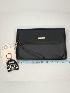 Giorgio Armani Black Cosmetic Bag + Anthropologie Beaded Car Charm Bundle